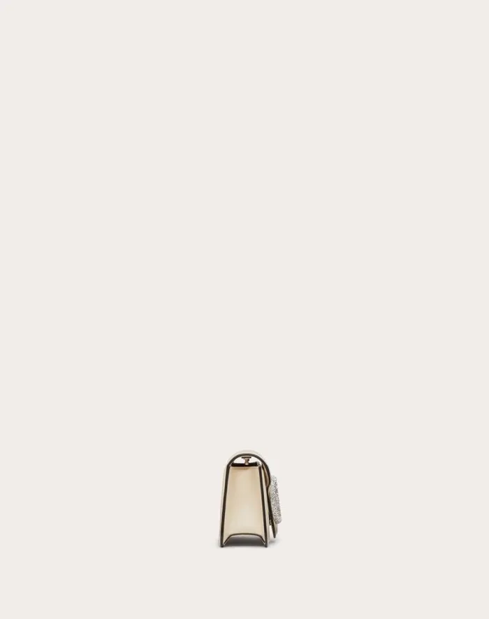 Valentino Shoulder Bags Woman Valentino Garavani Loc Small Shoulder Bag With Jewel Logo For Woman In Light Ivory Light Ivory