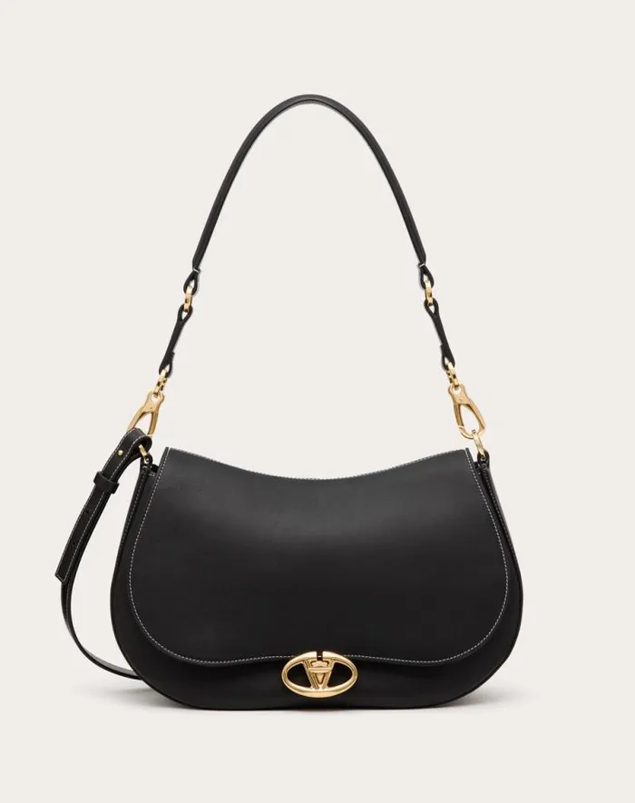 Valentino Shoulder Bags Woman Valentino Garavani Ohval Medium Shoulder Bag In Nappa Calfskin For Woman In Almond Almond Valentino Shoulder Bags Woman Valentino Garavani Ohval Medium Shoulder Bag In Nappa Calfskin For Woman In Almond Almond