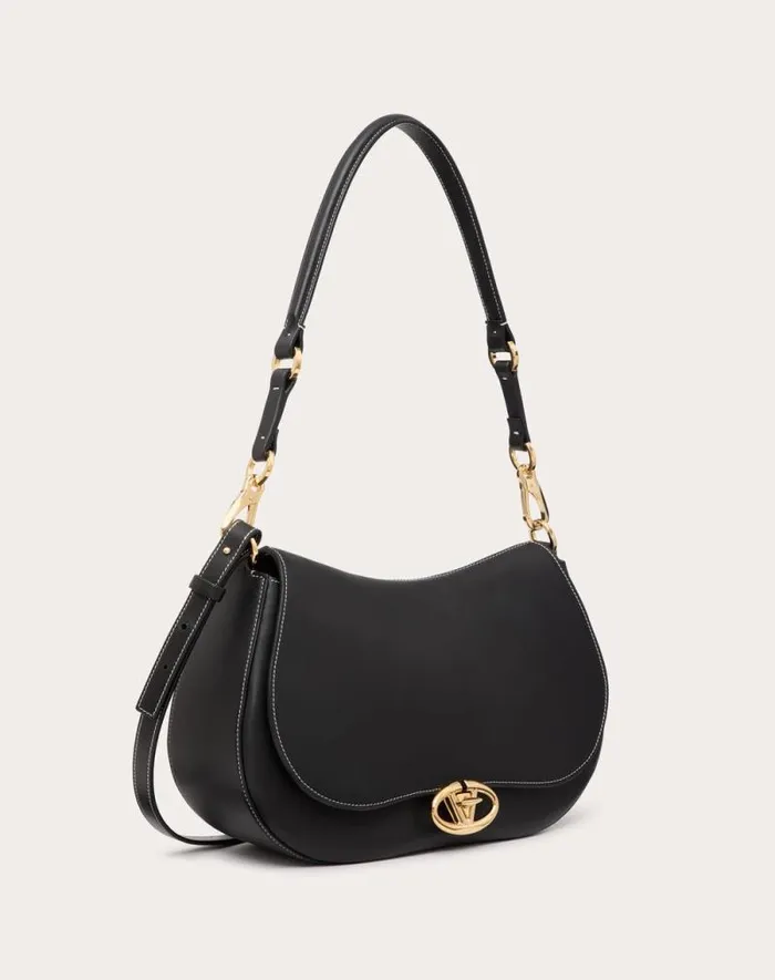 Valentino Shoulder Bags Woman Valentino Garavani Ohval Medium Shoulder Bag In Nappa Calfskin For Woman In Almond Almond Valentino Shoulder Bags Woman Valentino Garavani Ohval Medium Shoulder Bag In Nappa Calfskin For Woman In Almond Almond