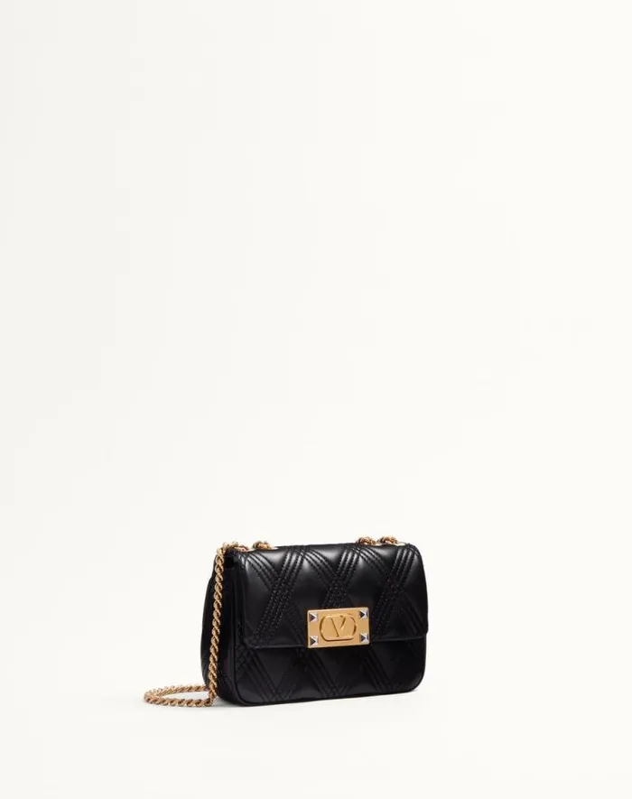 Valentino Shoulder Bags Woman Valentino Garavani Quiltie 67 Small Shoulder Bag In Quilted Nappa For Woman In Black Black
