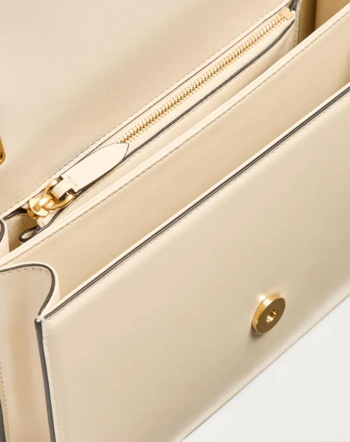 Valentino Shoulder Bags Woman Valentino Garavani Vain Shoulder Bag In Shiny Calfskin For Woman In Ivory Ivory Valentino Shoulder Bags Woman Valentino Garavani Vain Shoulder Bag In Shiny Calfskin For Woman In Ivory Ivory