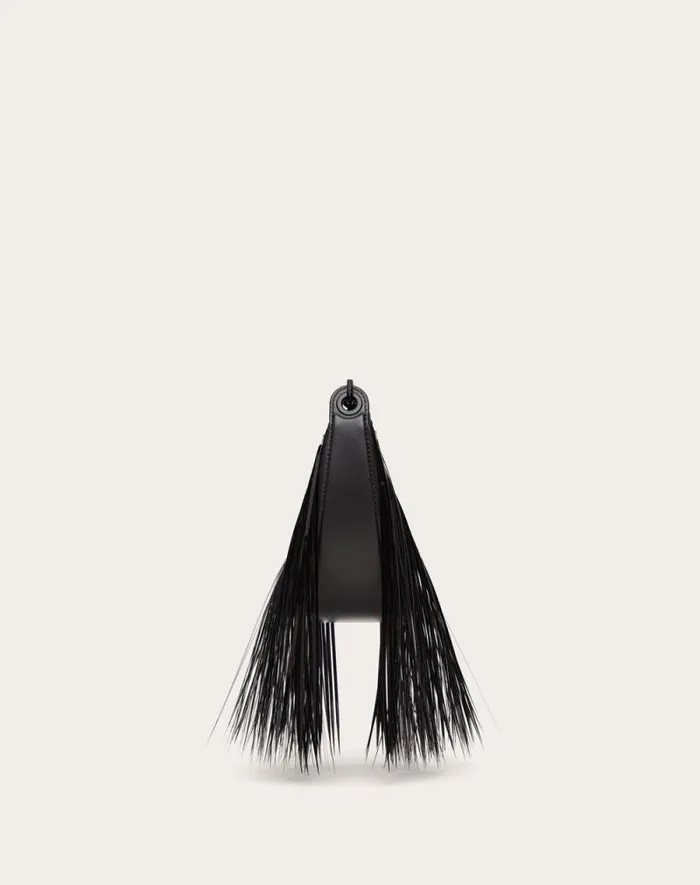 Valentino Shoulder Bags Woman Vlogo Moon Mini Hobo Bag With Sequin Fringes For Woman In Black Black Valentino Shoulder Bags Woman Vlogo Moon Mini Hobo Bag With Sequin Fringes For Woman In Black Black