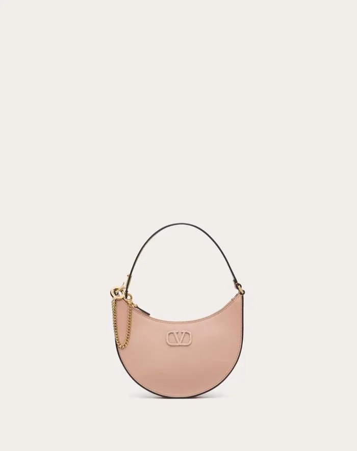 Valentino Shoulder Bags Woman Vlogo Signature Calfskin Hobo Mini Bag With Jewel Logo For Woman In Rose Cannelle Rose Cannelle Valentino Shoulder Bags Woman Vlogo Signature Calfskin Hobo Mini Bag With Jewel Logo For Woman In Rose Cannelle Rose Cannelle