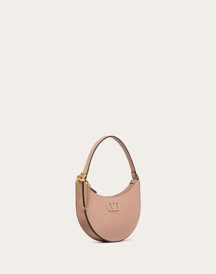 Valentino Shoulder Bags Woman Vlogo Signature Calfskin Hobo Mini Bag With Jewel Logo For Woman In Rose Cannelle Rose Cannelle Valentino Shoulder Bags Woman Vlogo Signature Calfskin Hobo Mini Bag With Jewel Logo For Woman In Rose Cannelle Rose Cannelle