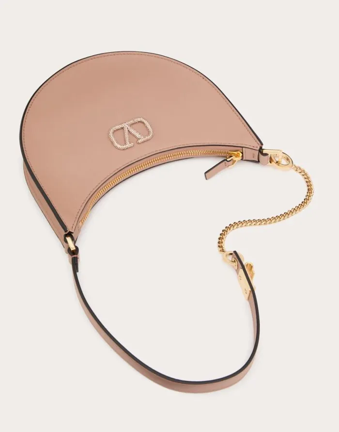 Valentino Shoulder Bags Woman Vlogo Signature Calfskin Hobo Mini Bag With Jewel Logo For Woman In Rose Cannelle Rose Cannelle Valentino Shoulder Bags Woman Vlogo Signature Calfskin Hobo Mini Bag With Jewel Logo For Woman In Rose Cannelle Rose Cannelle