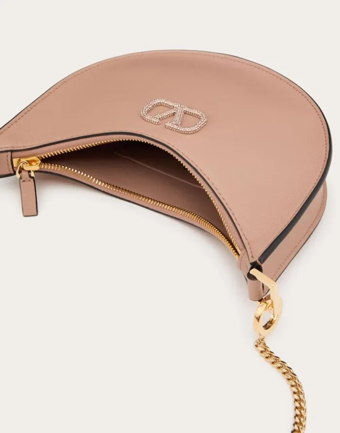 Valentino Shoulder Bags Woman Vlogo Signature Calfskin Hobo Mini Bag With Jewel Logo For Woman In Rose Cannelle Rose Cannelle Valentino Shoulder Bags Woman Vlogo Signature Calfskin Hobo Mini Bag With Jewel Logo For Woman In Rose Cannelle Rose Cannelle