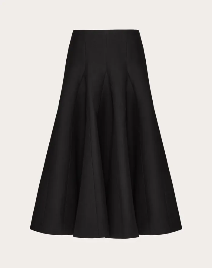 Valentino Skirts Woman Crepe Couture Midi Skirt For Woman In Black Black