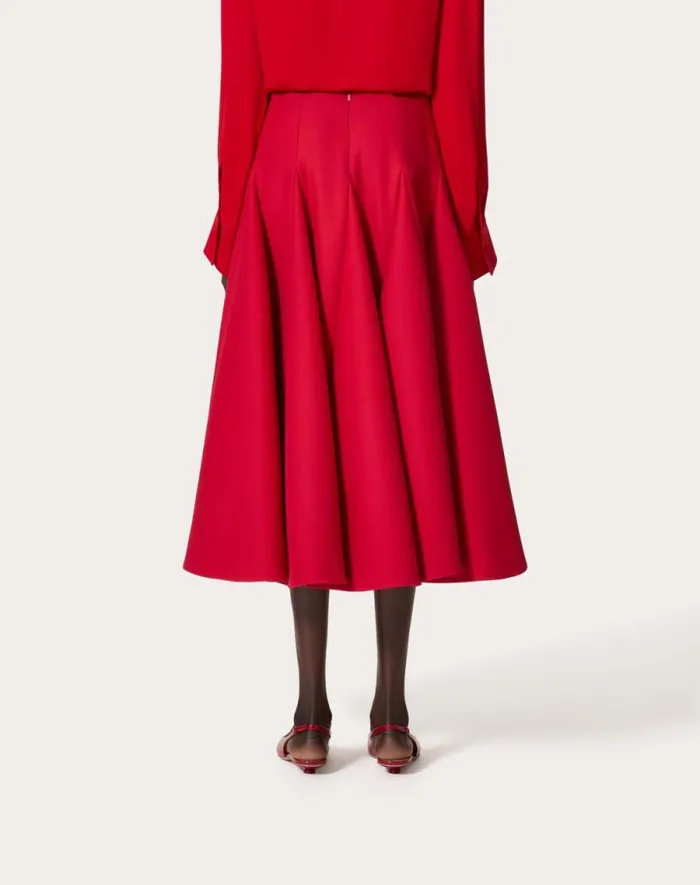 Valentino Skirts Woman Crepe Couture Midi Skirt For Woman In Black Black