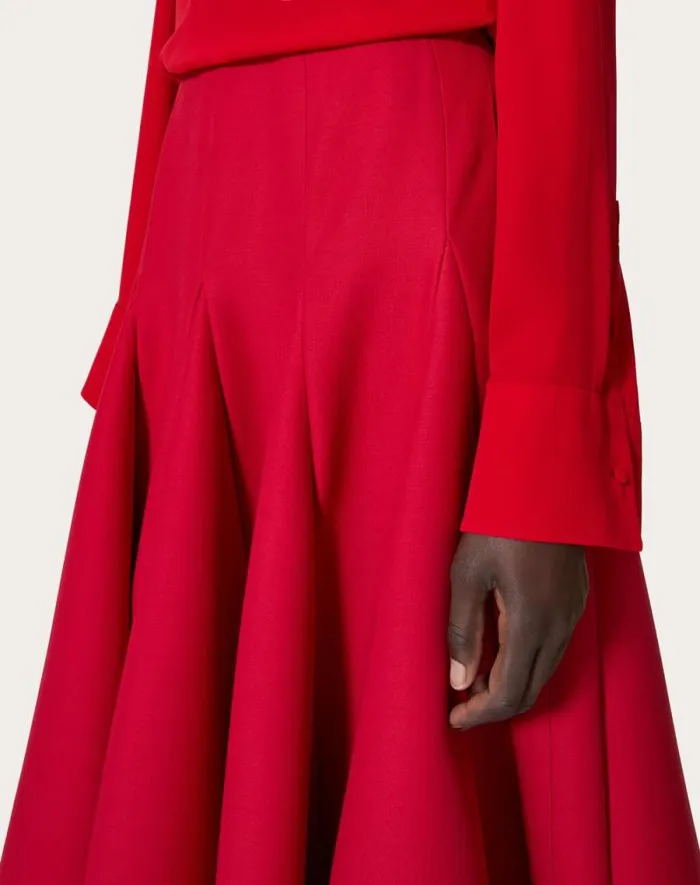 Valentino Skirts Woman Crepe Couture Midi Skirt For Woman In Black Black