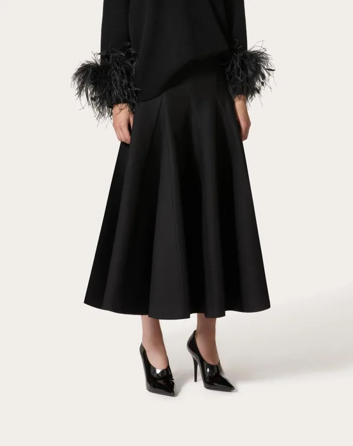 Valentino Skirts Woman Crepe Couture Midi Skirt For Woman In Black Black