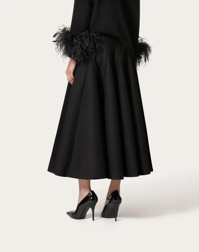 Valentino Skirts Woman Crepe Couture Midi Skirt For Woman In Black Black