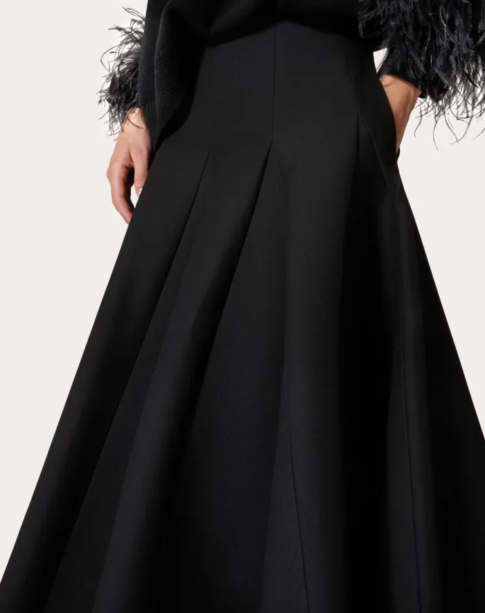 Valentino Skirts Woman Crepe Couture Midi Skirt For Woman In Black Black