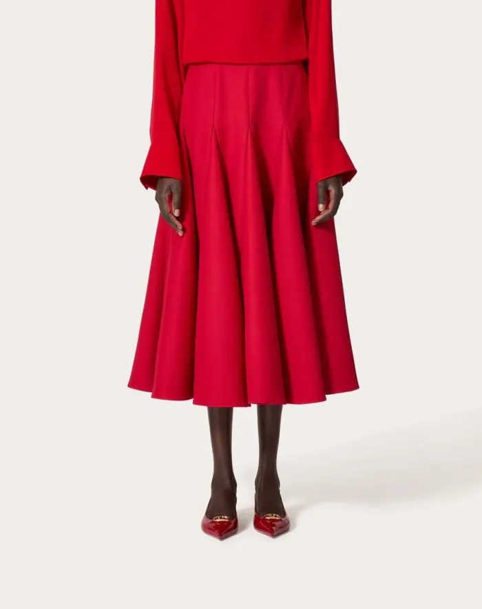 Valentino Skirts Woman Crepe Couture Midi Skirt For Woman In Black Black