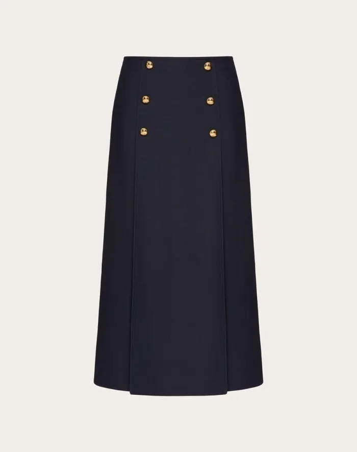Valentino Skirts Woman Crepe Couture Midi Skirt For Woman In Navy Navy