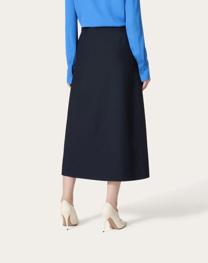Valentino Skirts Woman Crepe Couture Midi Skirt For Woman In Navy Navy Valentino Skirts Woman Crepe Couture Midi Skirt For Woman In Navy Navy
