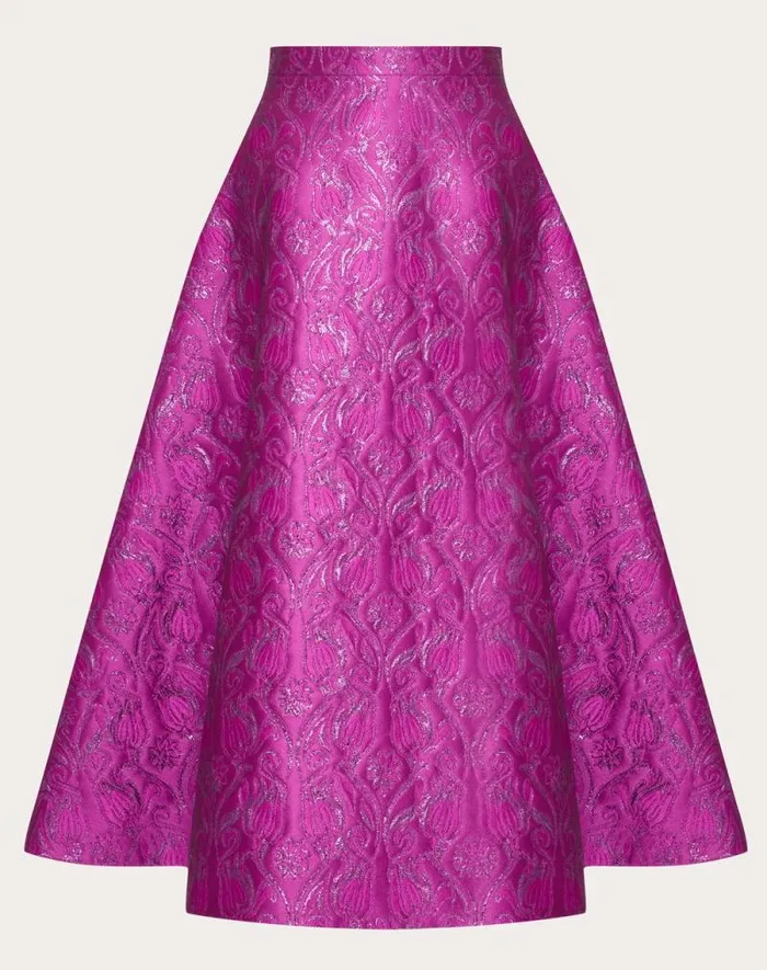 Valentino Skirts Woman Metamorphos Tulips Brocade Midi Skirt For Woman In Primrose Primrose Valentino Skirts Woman Metamorphos Tulips Brocade Midi Skirt For Woman In Primrose Primrose