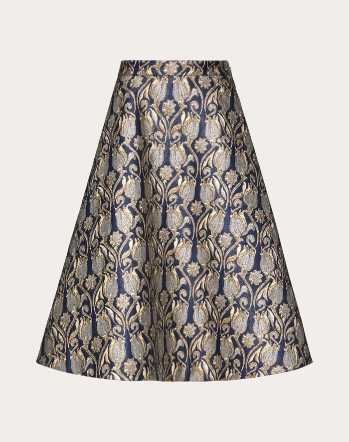 Valentino Skirts Woman Metamorphos Tulips Brocade Midi Skirt For Woman In Primrose Primrose Valentino Skirts Woman Metamorphos Tulips Brocade Midi Skirt For Woman In Primrose Primrose