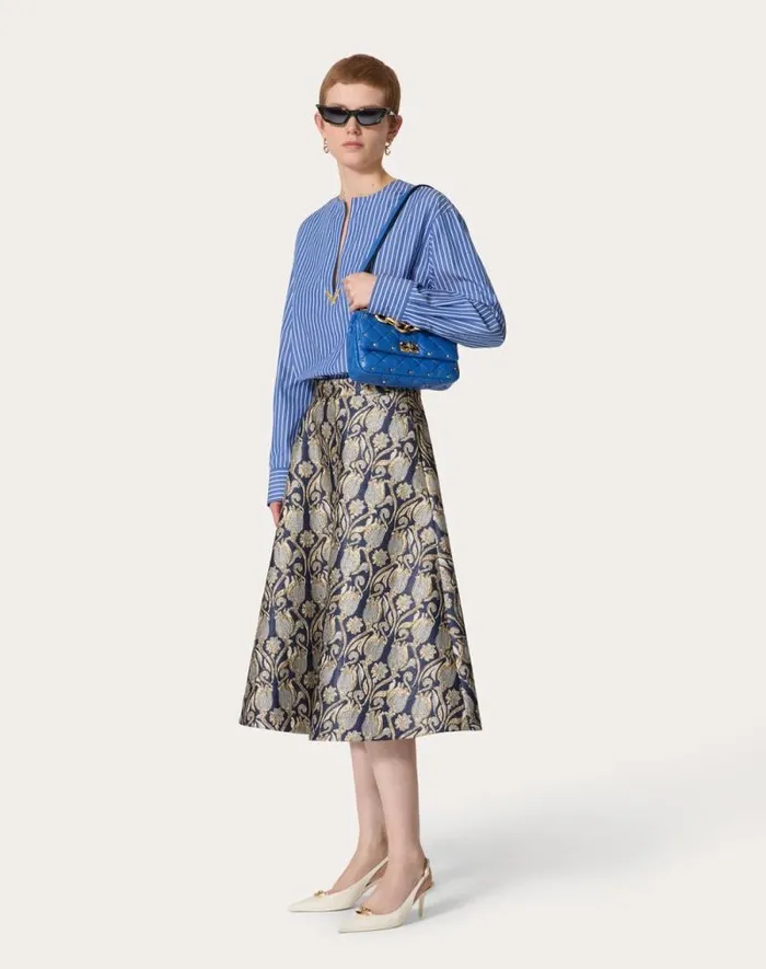 Valentino Skirts Woman Metamorphos Tulips Brocade Midi Skirt For Woman In Primrose Primrose Valentino Skirts Woman Metamorphos Tulips Brocade Midi Skirt For Woman In Primrose Primrose