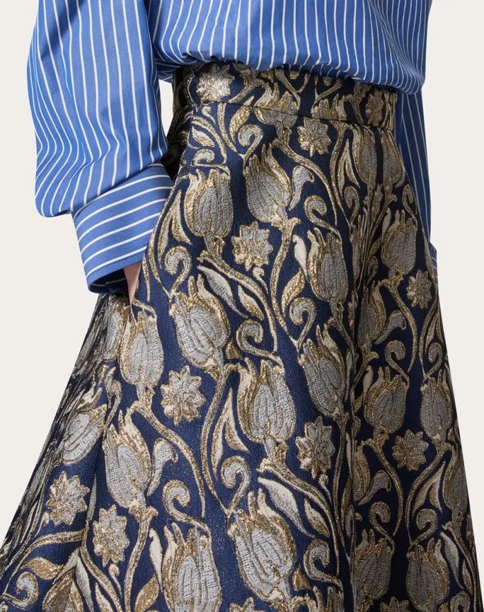 Valentino Skirts Woman Metamorphos Tulips Brocade Midi Skirt For Woman In Primrose Primrose Valentino Skirts Woman Metamorphos Tulips Brocade Midi Skirt For Woman In Primrose Primrose