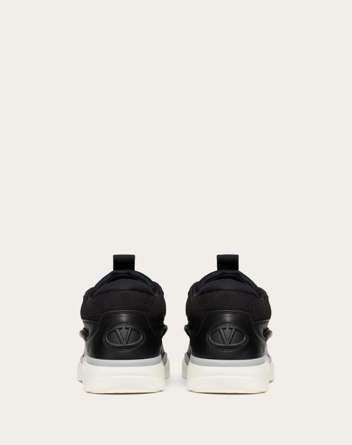 Valentino Sneakers Man Calfskin Leather Midtop Runboot Sneaker For Man In Black Black Valentino Sneakers Man Calfskin Leather Midtop Runboot Sneaker For Man In Black Black