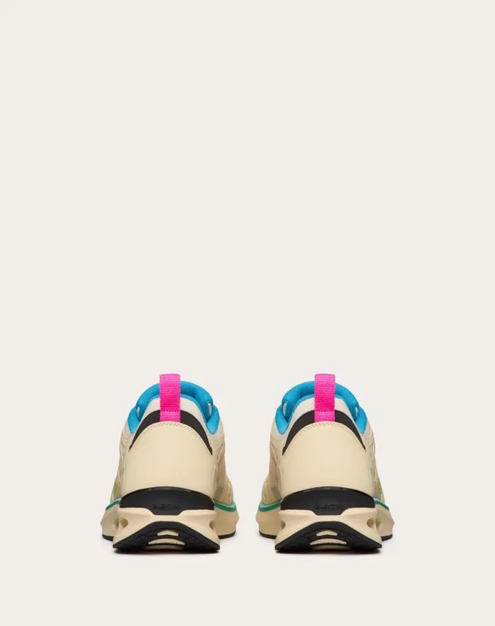 Valentino Sneakers Man Vlogo Easyjog Lowtop Sneaker In Calfskin And Fabric For Man In New Chinosblack New Chinosblack