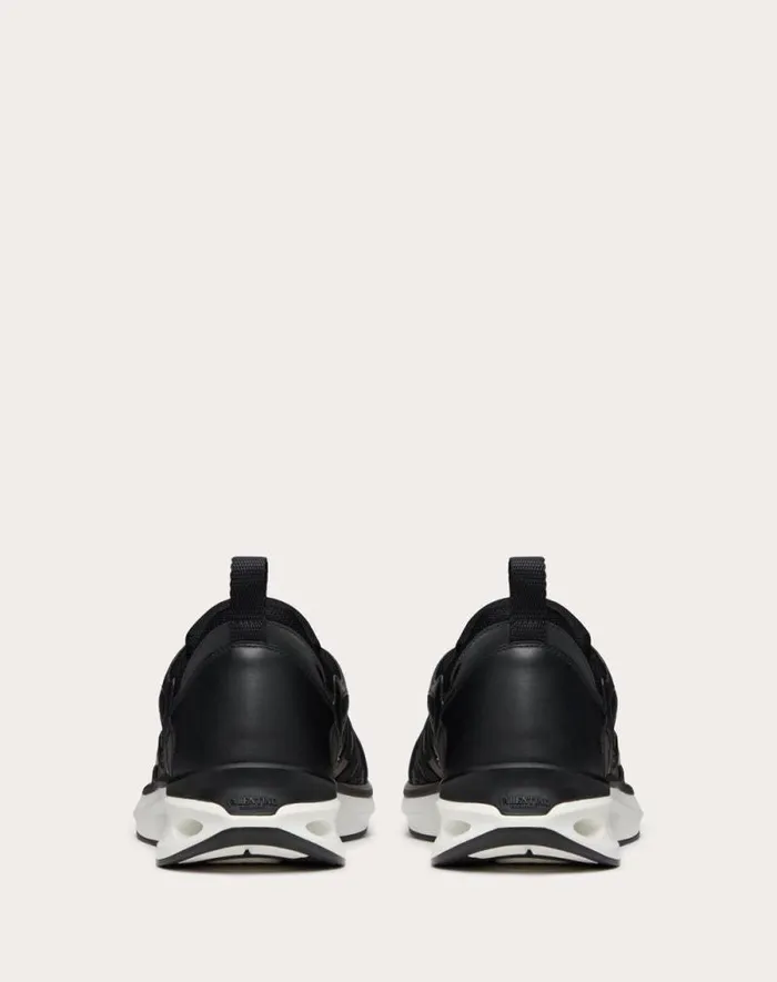 Valentino Sneakers Man Vlogo Easyjog Lowtop Sneaker In Calfskin And Fabric For Man In New Chinosblack New Chinosblack