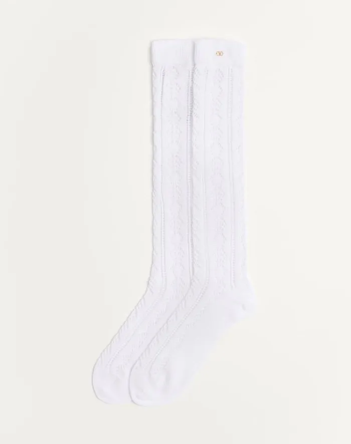 Valentino Soft Accessories Man Perforated Cotton Socks With Vlogo For Man In White White Valentino Soft Accessories Man Perforated Cotton Socks With Vlogo For Man In White White