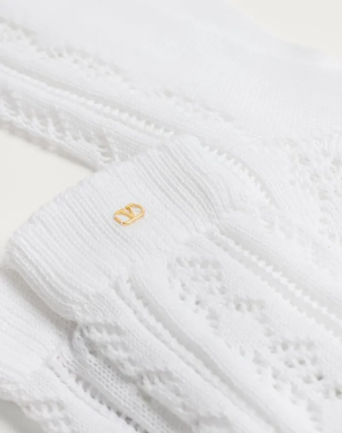 Valentino Soft Accessories Man Perforated Cotton Socks With Vlogo For Man In White White Valentino Soft Accessories Man Perforated Cotton Socks With Vlogo For Man In White White
