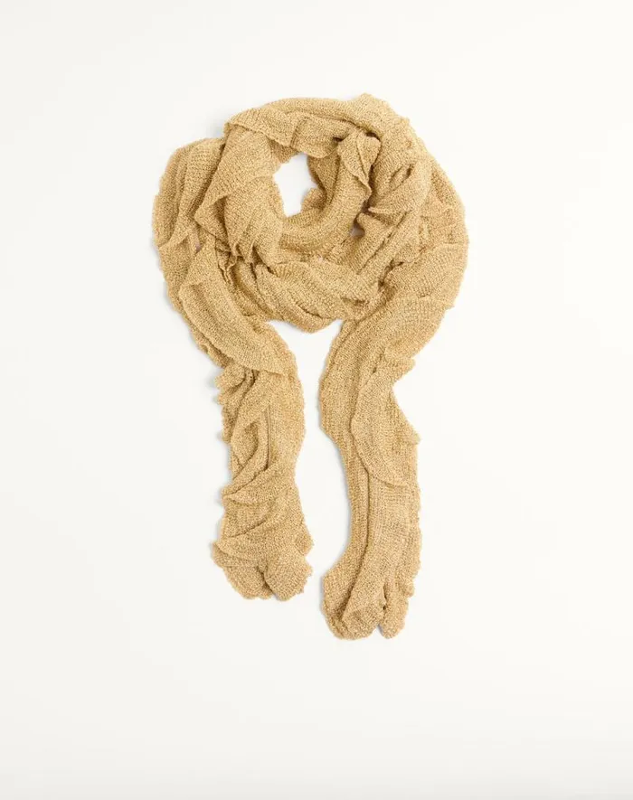 Valentino Soft Accessories Woman Knitted Lurex Scarf For Woman In Gold Gold