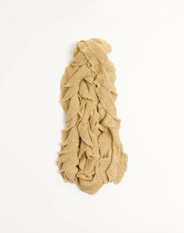 Valentino Soft Accessories Woman Knitted Lurex Scarf For Woman In Gold Gold Valentino Soft Accessories Woman Knitted Lurex Scarf For Woman In Gold Gold