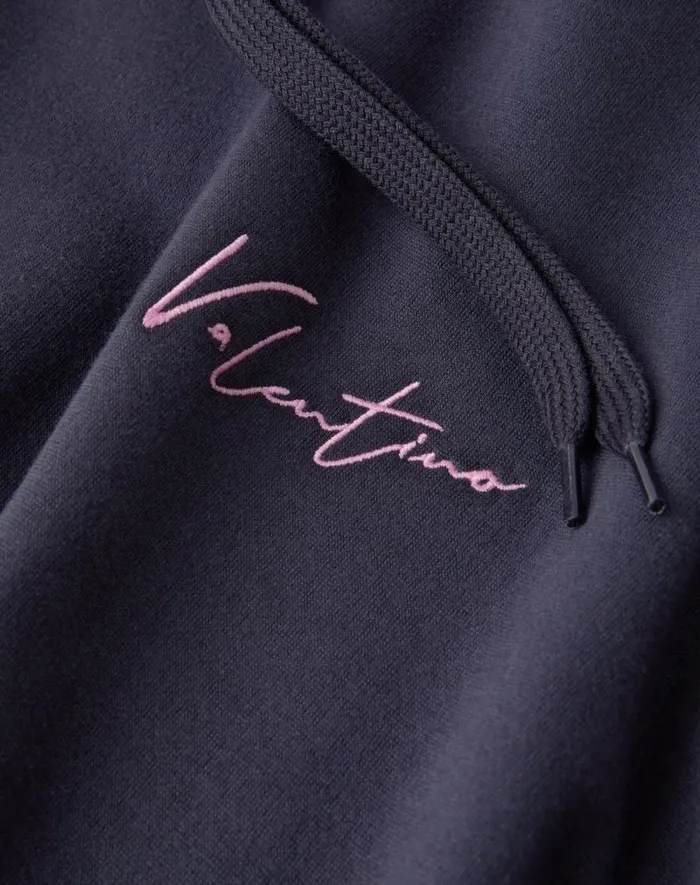 Valentino Tshirts And Sweatshirts Man Cotton Hooded Sweatshirt With Valentino Embroidery And Vlogo Signature Print For Man In Navy Navy