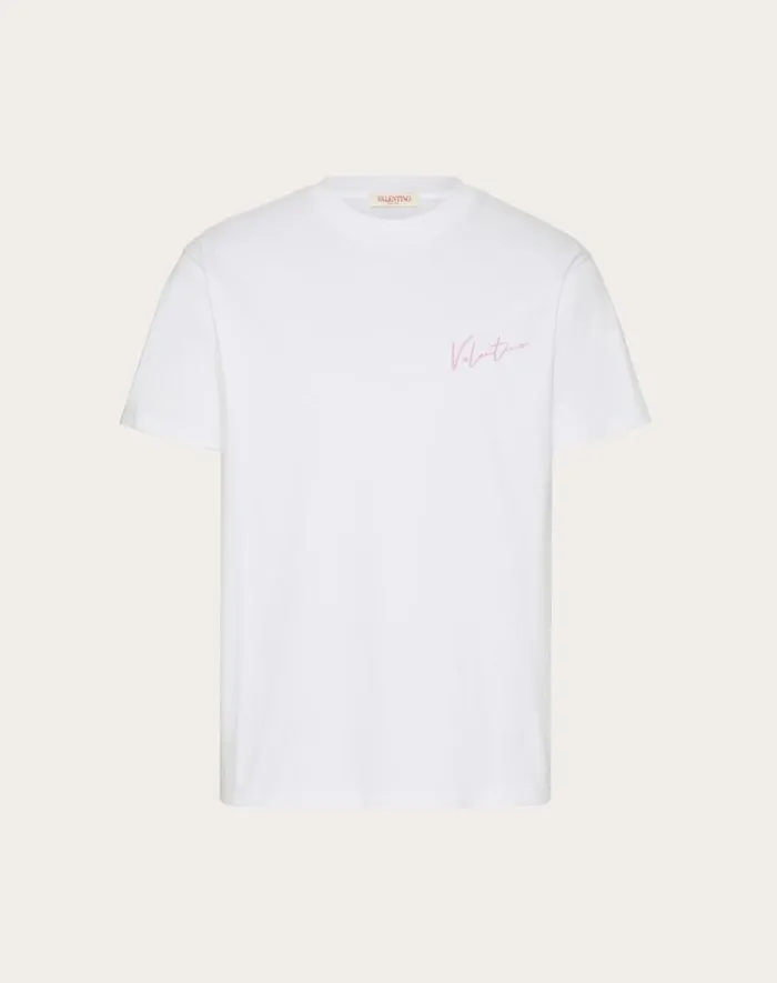 Valentino Tshirts And Sweatshirts Man Valentino Embroidery And Vlogo Signature Print Cotton Tshirt For Man In Stone Stone Valentino Tshirts And Sweatshirts Man Valentino Embroidery And Vlogo Signature Print Cotton Tshirt For Man In Stone Stone