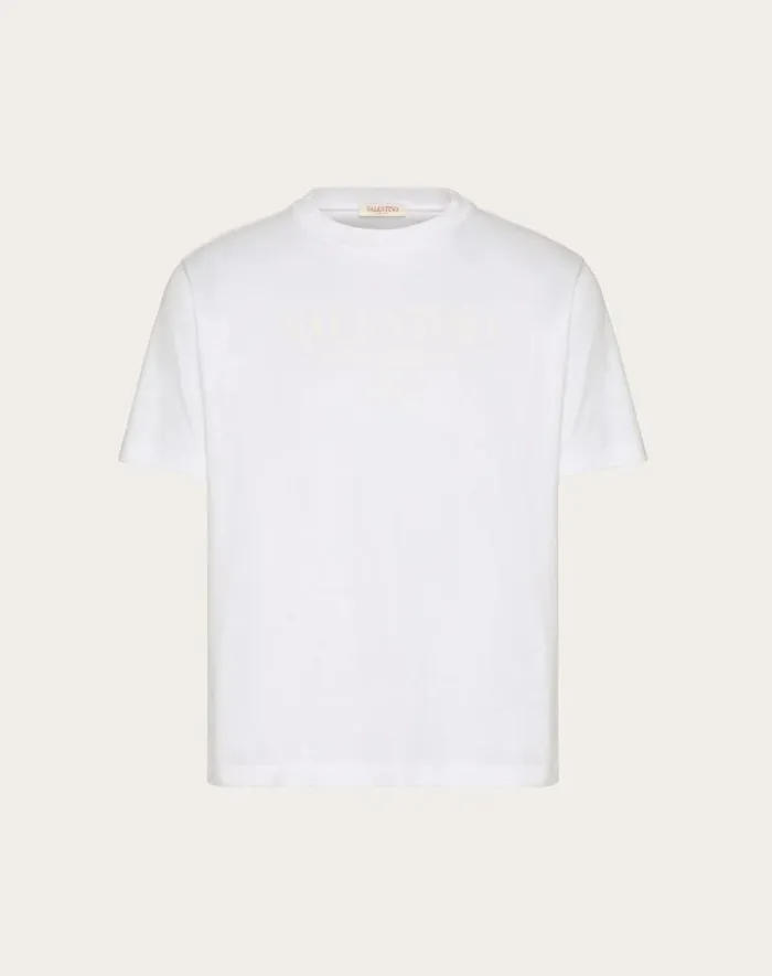 Valentino Tshirts And Sweatshirts Man Valentino Print Cotton Crewneck Tshirt For Man In White White Valentino Tshirts And Sweatshirts Man Valentino Print Cotton Crewneck Tshirt For Man In White White