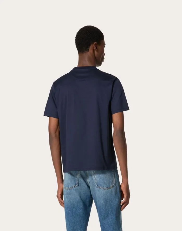 Valentino Tshirts And Sweatshirts Man Valentino Print Cotton Crewneck Tshirt For Man In White White