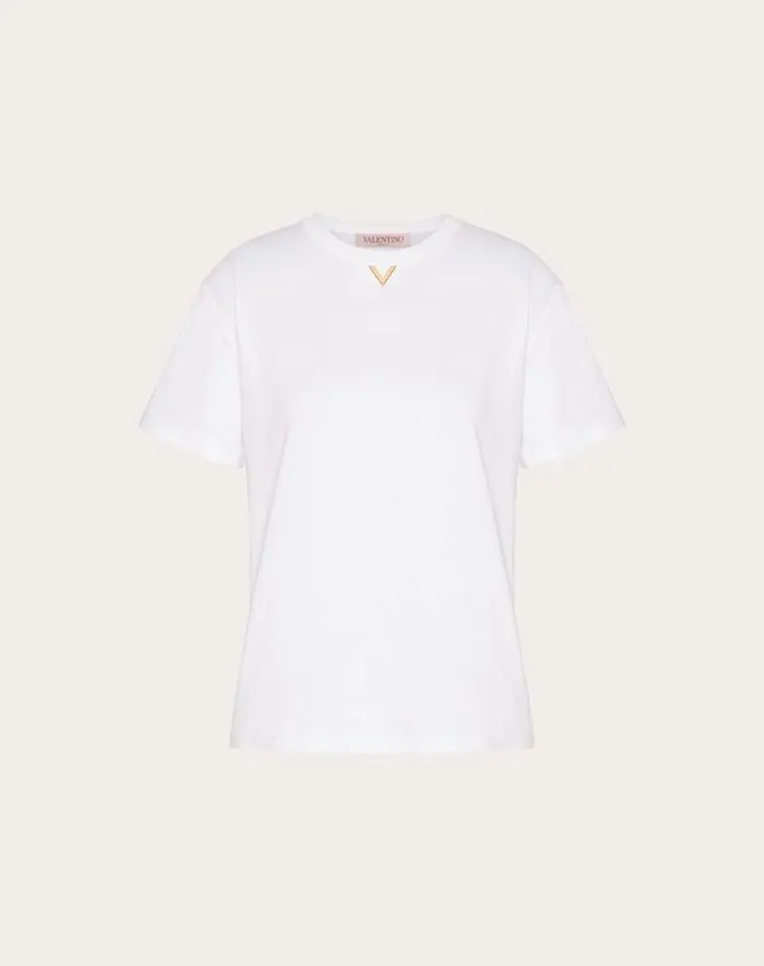 Valentino Tshirts And Sweatshirts Woman Jersey Cotton Tshirt For Woman In White White Valentino Tshirts And Sweatshirts Woman Jersey Cotton Tshirt For Woman In White White