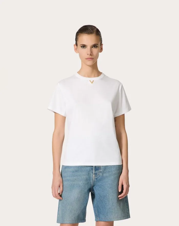 Valentino Tshirts And Sweatshirts Woman Jersey Cotton Tshirt For Woman In White White