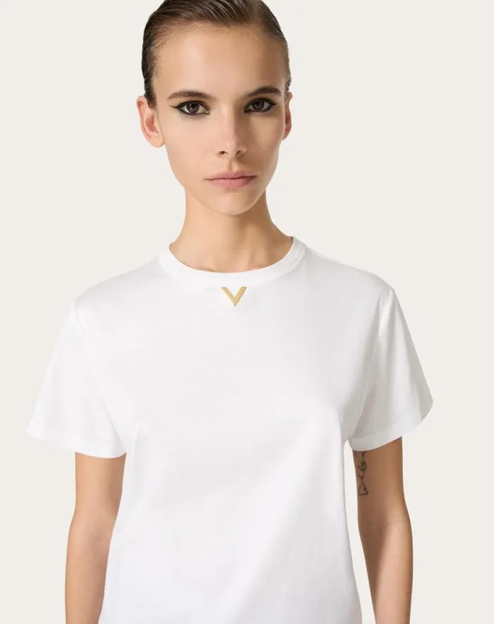 Valentino Tshirts And Sweatshirts Woman Jersey Cotton Tshirt For Woman In White White