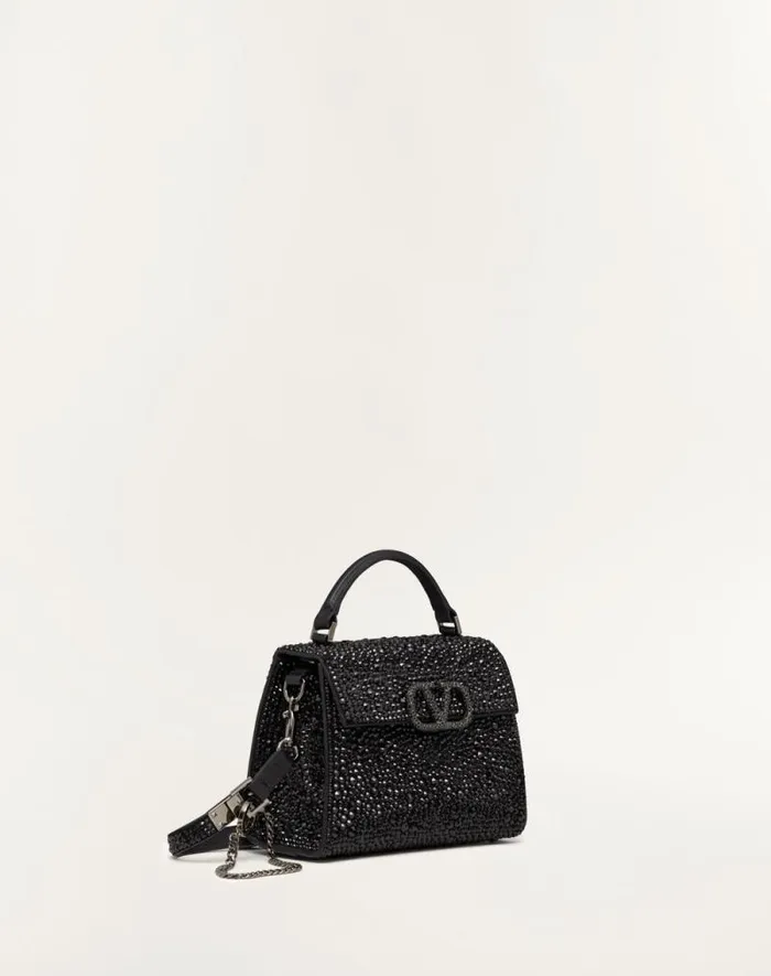Valentino Top Handle Bags Woman Mini Vsling Handbag With Sparkling Embroidery For Woman In Jet Jet Valentino Top Handle Bags Woman Mini Vsling Handbag With Sparkling Embroidery For Woman In Jet Jet
