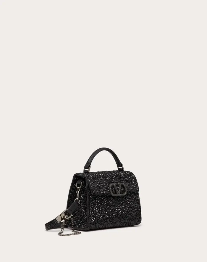 Valentino Top Handle Bags Woman Mini Vsling Handbag With Sparkling Embroidery For Woman In Jet Jet Valentino Top Handle Bags Woman Mini Vsling Handbag With Sparkling Embroidery For Woman In Jet Jet