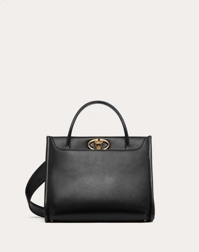 Valentino Top Handle Bags Woman Vlogo Locker Small Calfskin Handbag For Woman In Black Black Valentino Top Handle Bags Woman Vlogo Locker Small Calfskin Handbag For Woman In Black Black