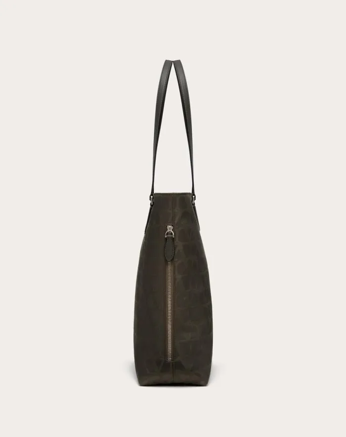 Valentino Totes Man Toile Iconographe Shopping Bag In Technical Fabric With Leather Details For Man In Black Black Valentino Totes Man Toile Iconographe Shopping Bag In Technical Fabric With Leather Details For Man In Black Black