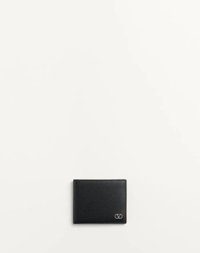 Valentino Wallets And Small Leather Goods Man Vlogo Signature Grainy Calfskin Wallet For Man In Saddle Brown Saddle Brown