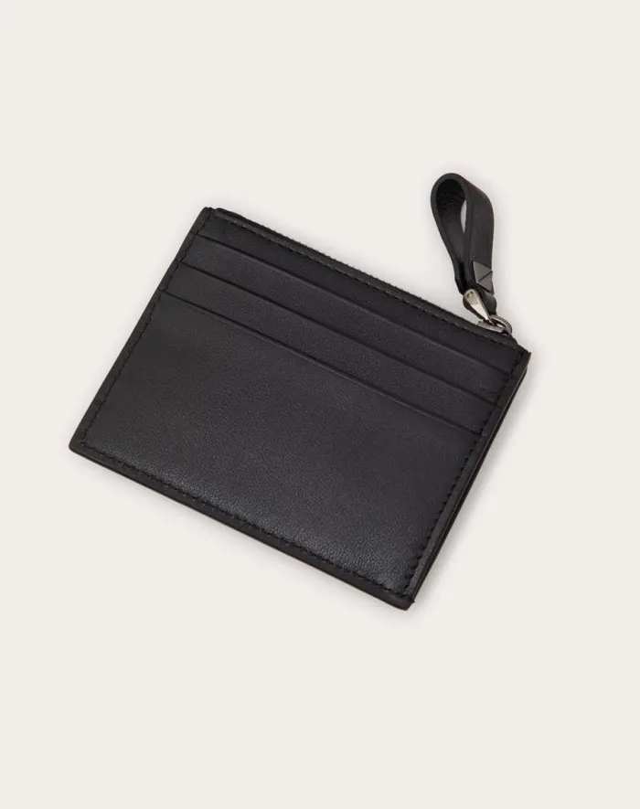 Valentino Wallets And Small Leather Goods Woman Rockstud Calfskin Cardholder With Zipper For Woman In Black Black