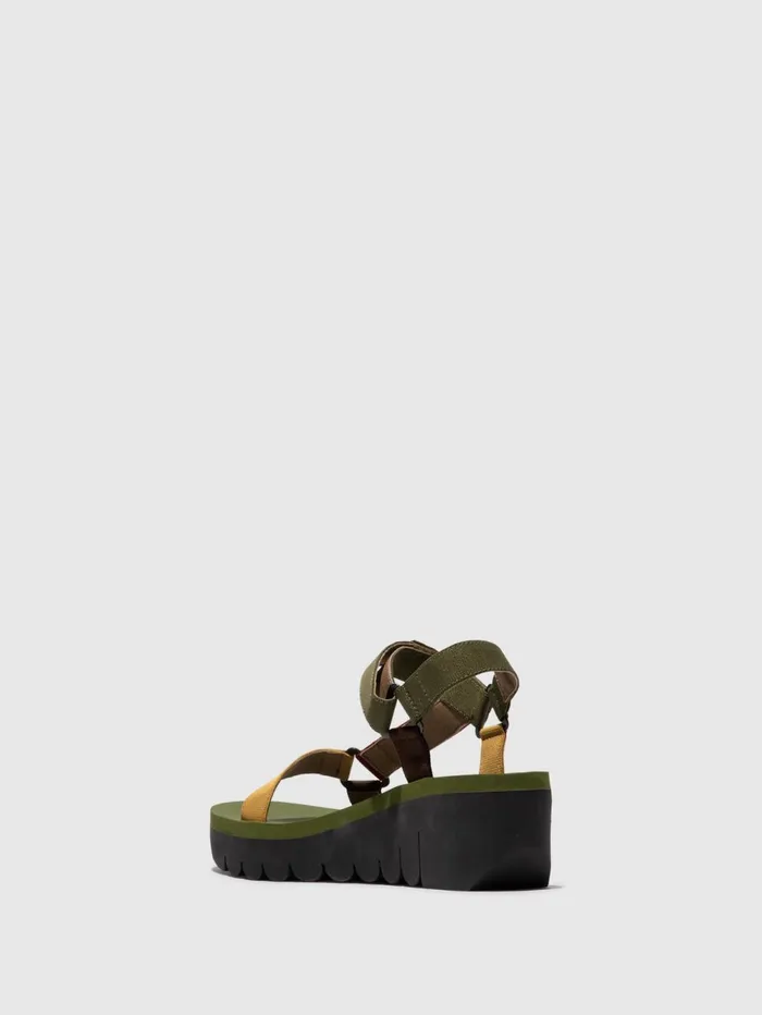 Velcro Sandals YEFA726FLY MILITARYMULTICOLORARMY GREEN Women Fly London Sandals