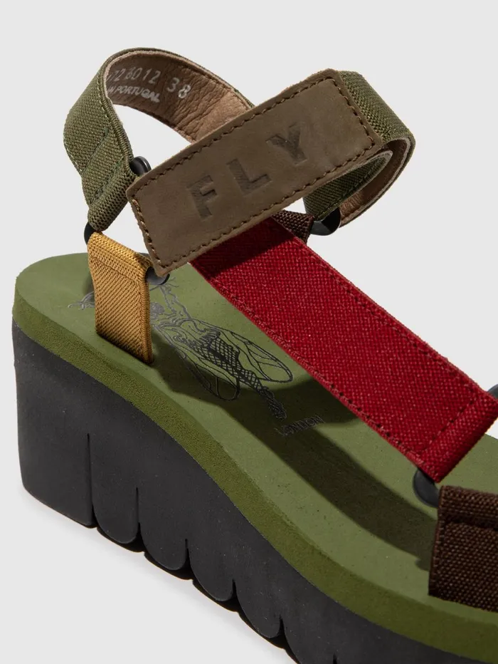 Velcro Sandals YEFA726FLY MILITARYMULTICOLORARMY GREEN Women Fly London Sandals