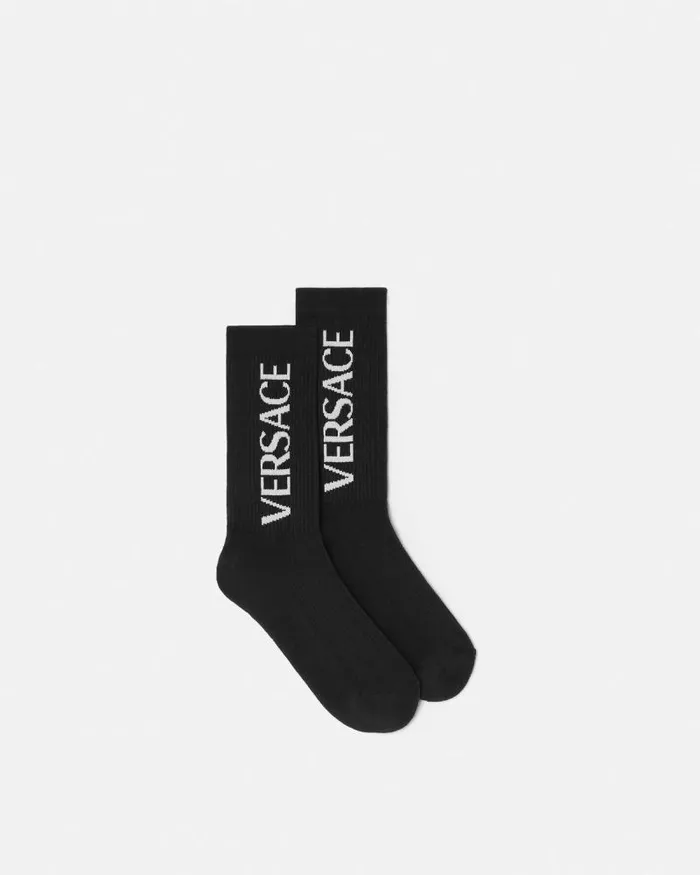 Versace Mercury Logo Socks Black WomenMen Versace Socks