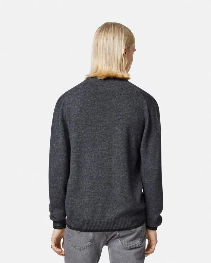 Versace Milano Stamp Cardigan Gray Men Versace Knitwear