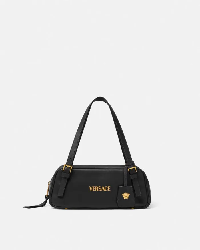 Versace Tag Bowling Shoulder Bag Blackgold WomenMen Versace Versace Tag