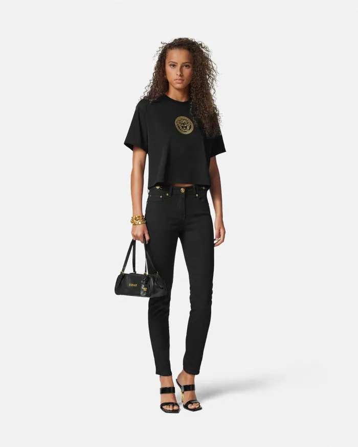 Versace Tag Bowling Shoulder Bag Blackgold WomenMen Versace Versace Tag