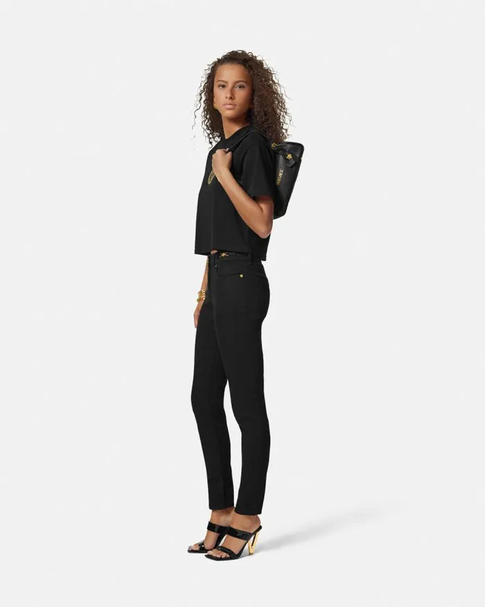 Versace Tag Bowling Shoulder Bag Blackgold WomenMen Versace Versace Tag